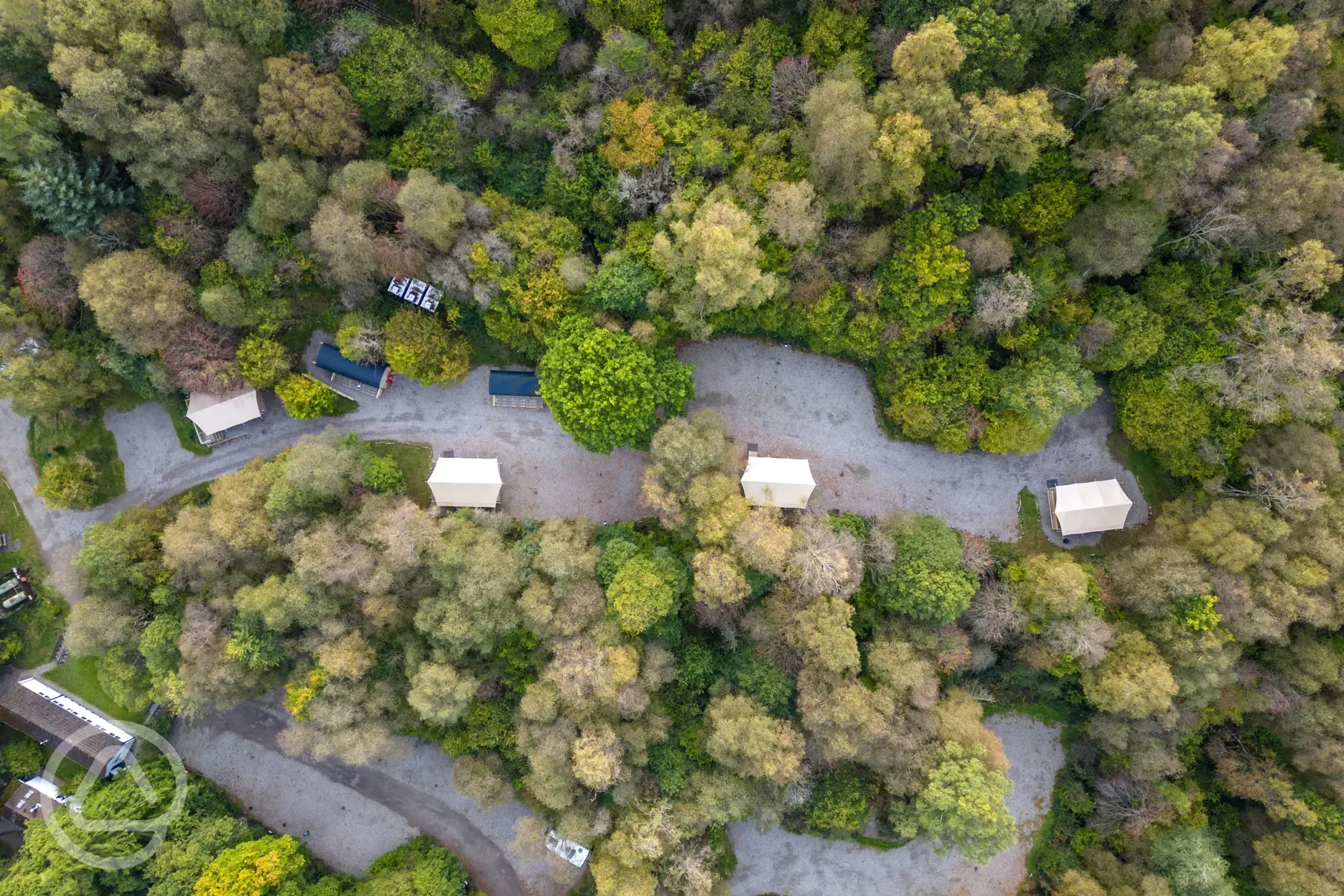 Aerial of safari tents