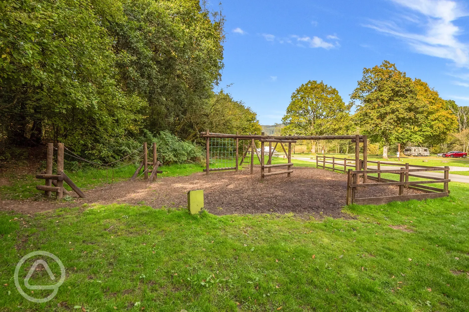 Play area with climbing frame