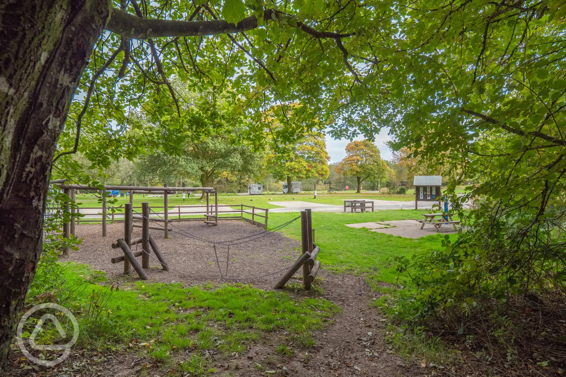 Play area with climbing frame