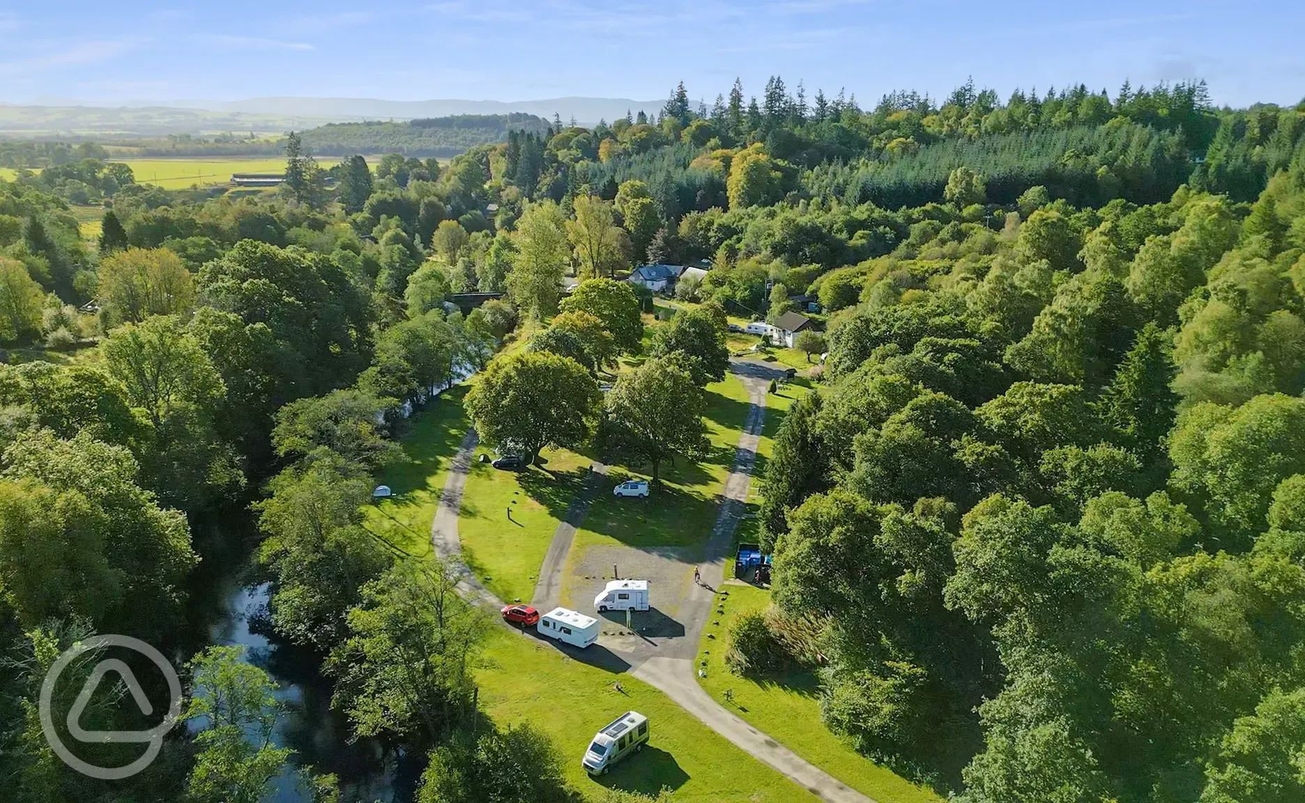 Aerial view of Cobleland Campsite and the National Park