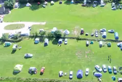 Aerial of Common End Farm with divided camping fields