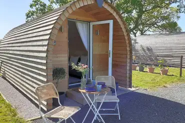 Camping pod with outdoor seating
