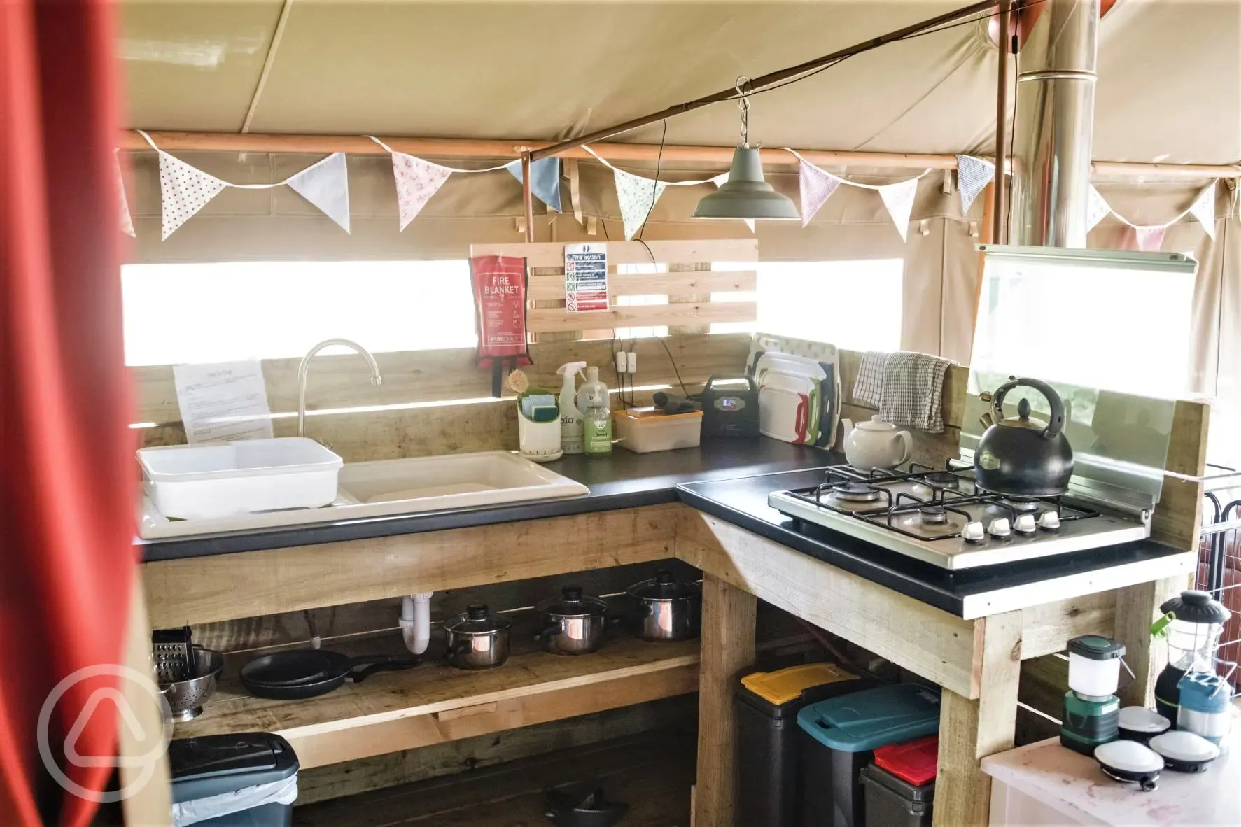 Safari tent kitchen