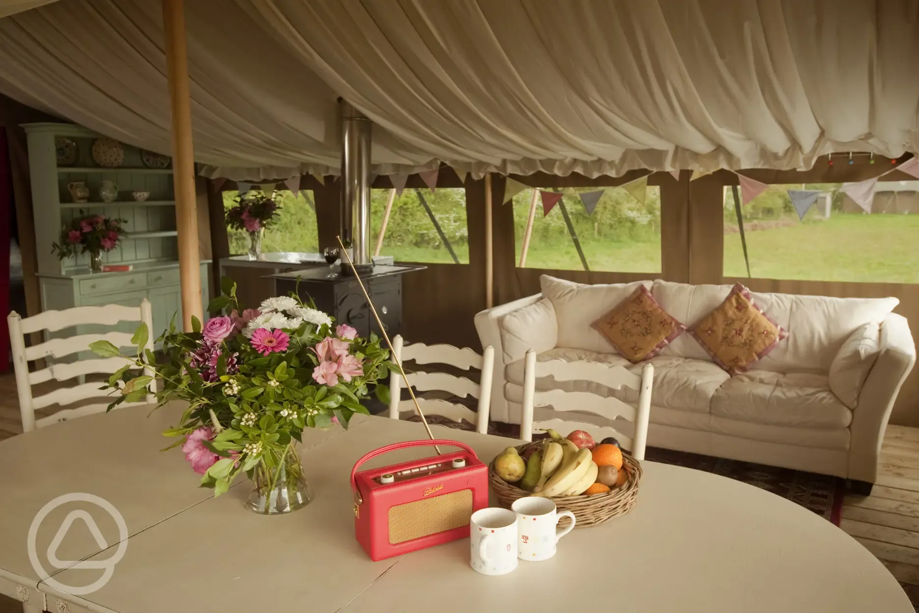 Safari tent living area