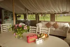 Safari tent living area