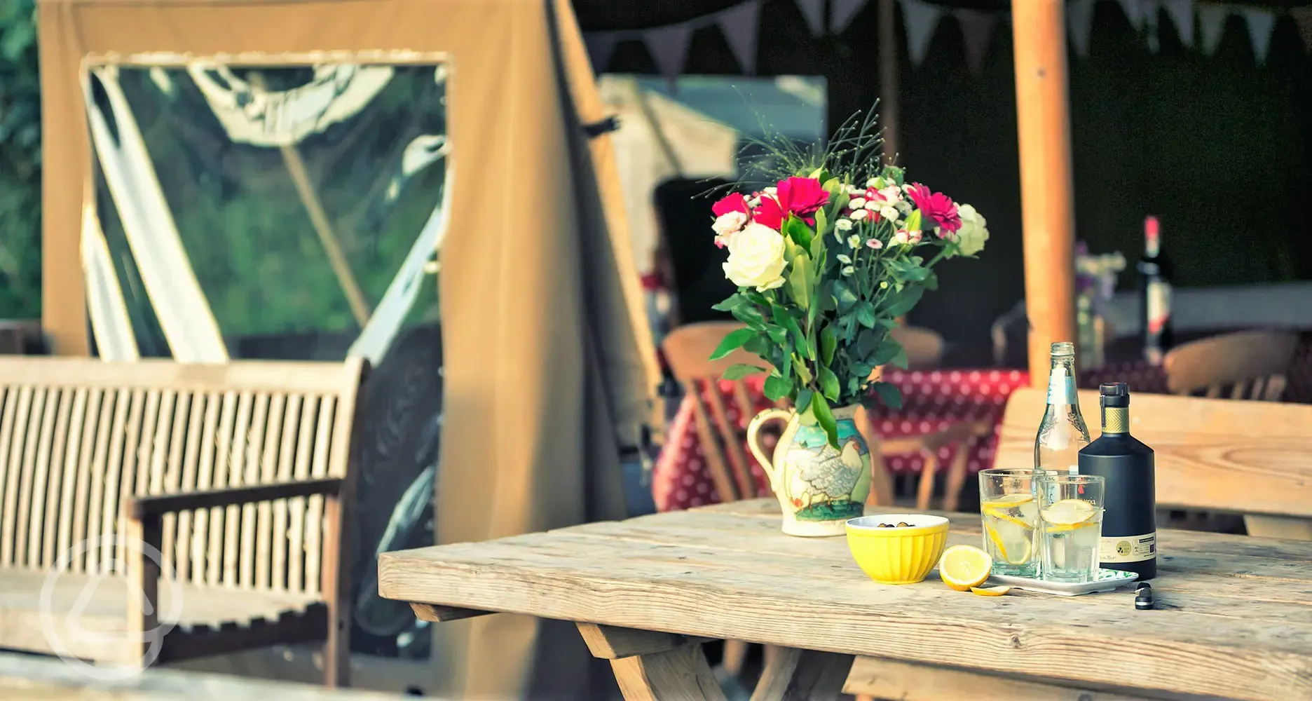 Safari tent outdoor seating area