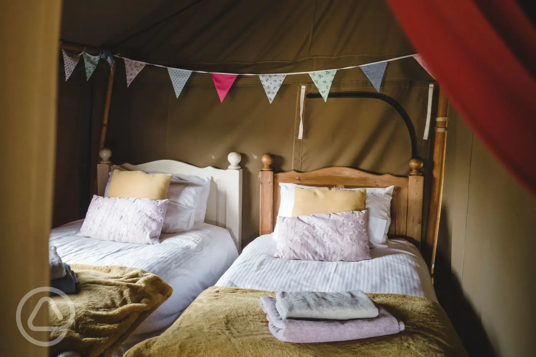 Safari tent twin bedroom