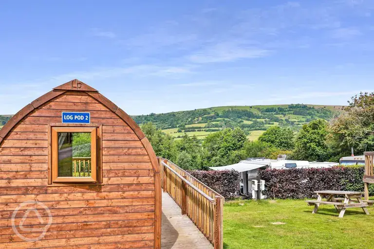 Log pod (dog friendly) glamping unit at Cwmdu Campsite