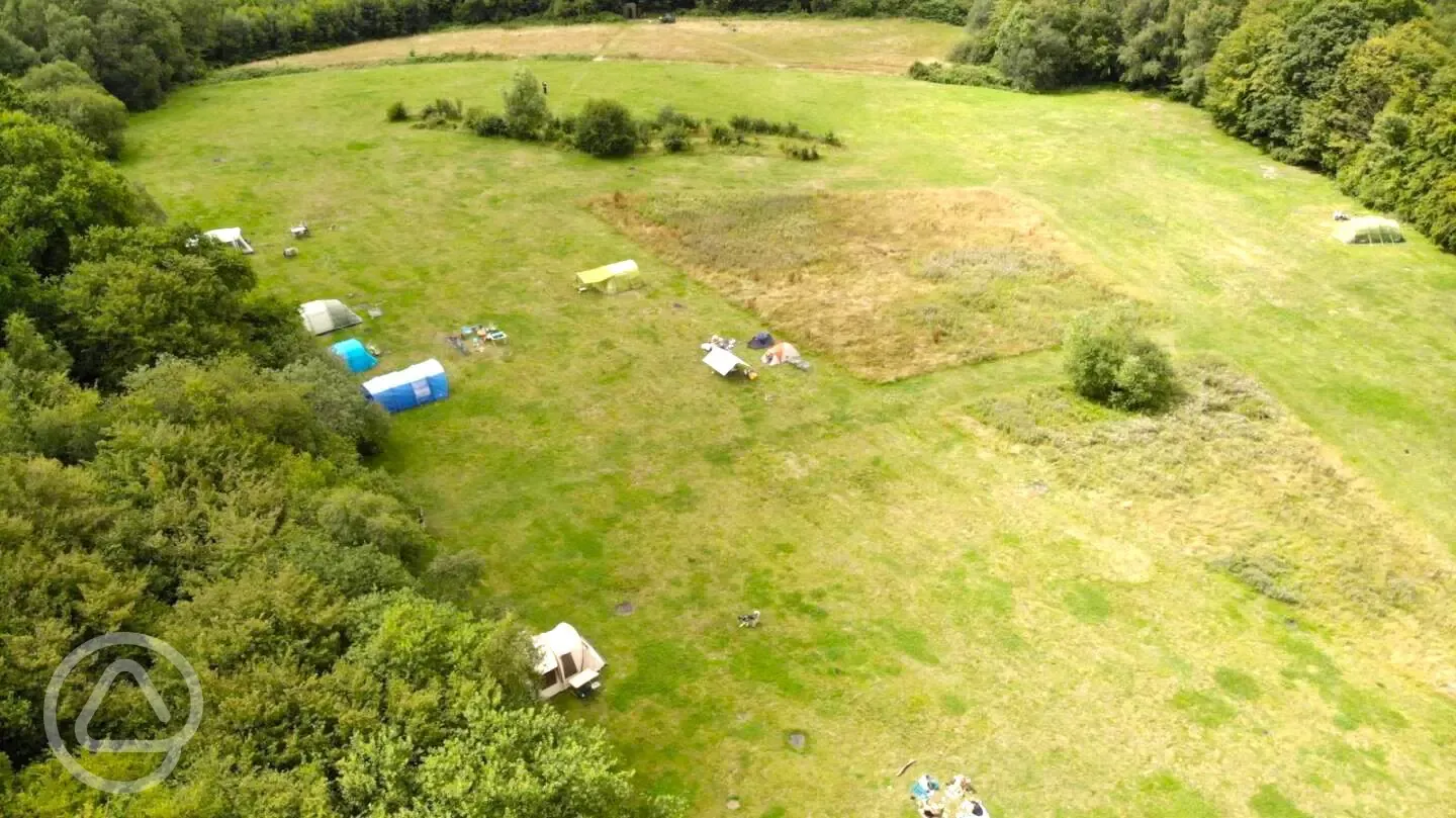 Aerial of grass pitches