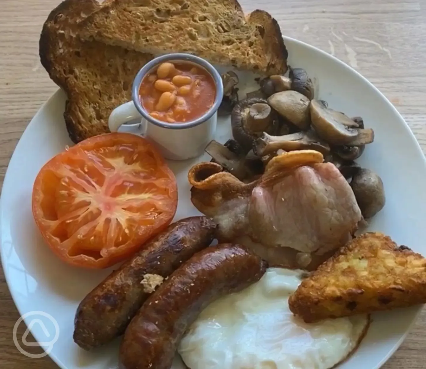 Breakfast from the cafe - the Dernwood Deluxe - all farm reared meat & eggs