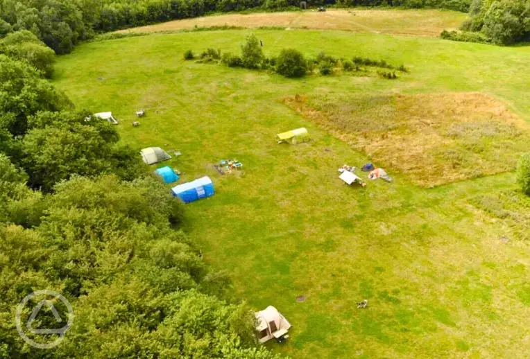 Aerial of the non electric wild grass pitches