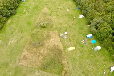 Bird's eye view of the non electric wild grass pitches