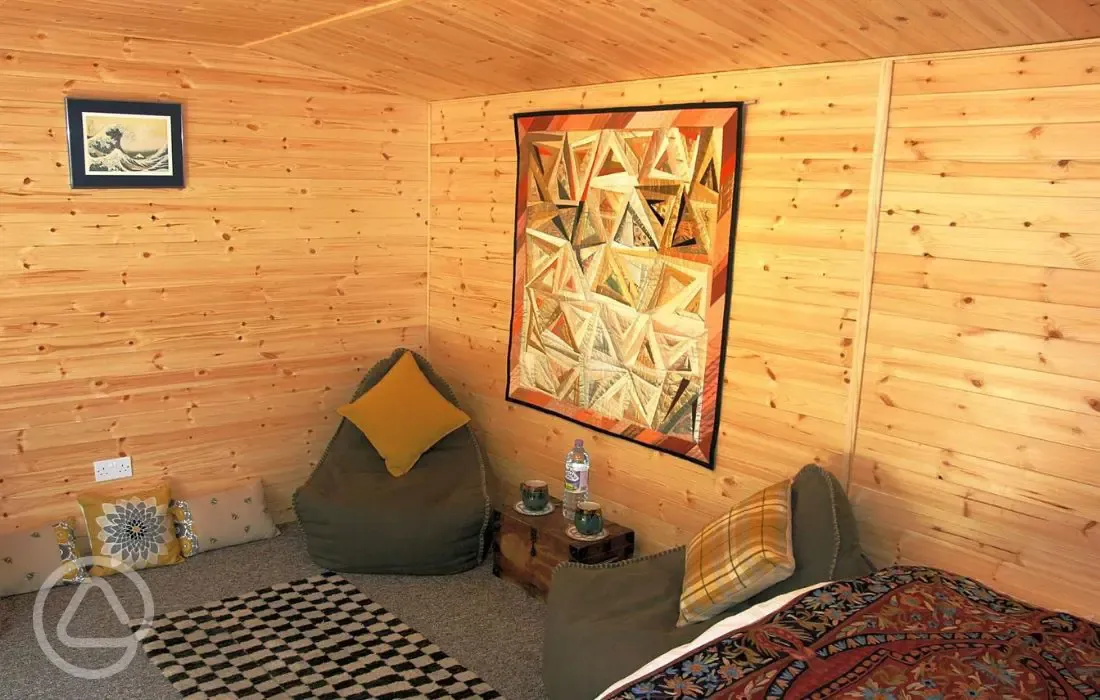 Glamping cabin interior