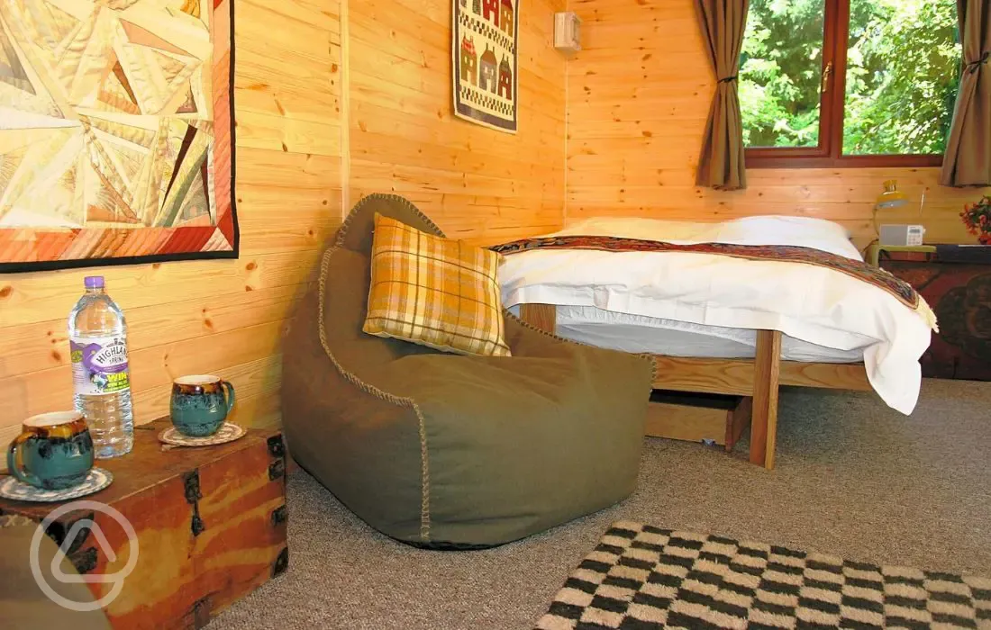 Glamping cabin interior