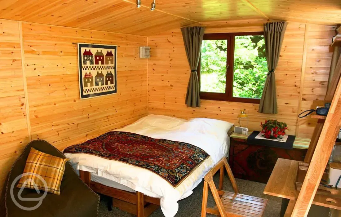 Glamping cabin interior 