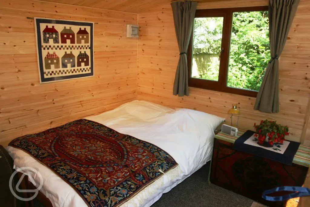 Glamping cabin interior 