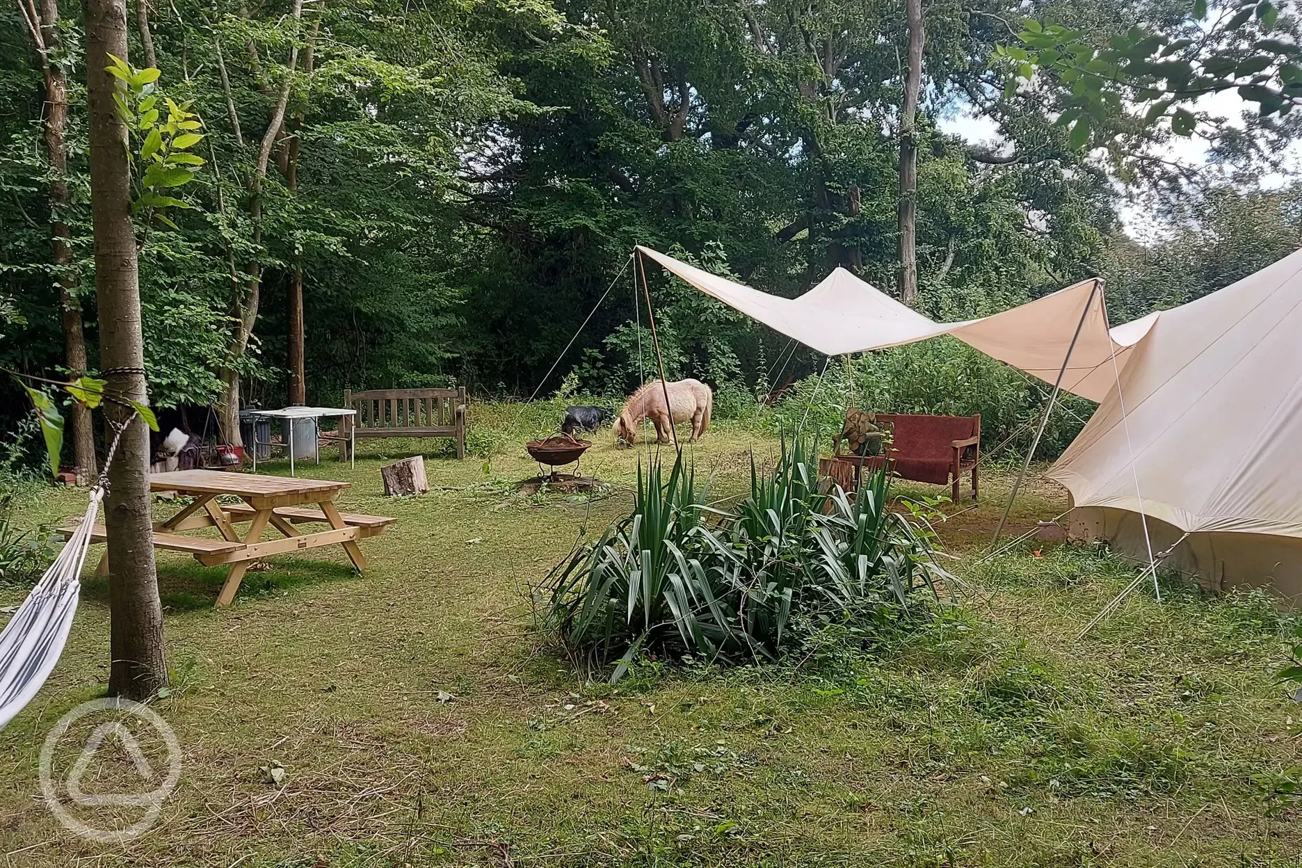 Bell tent outdoor seating area 