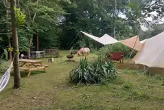 Bell tent outdoor seating area 