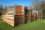 Croglin yurt with a sheltered kitchen area