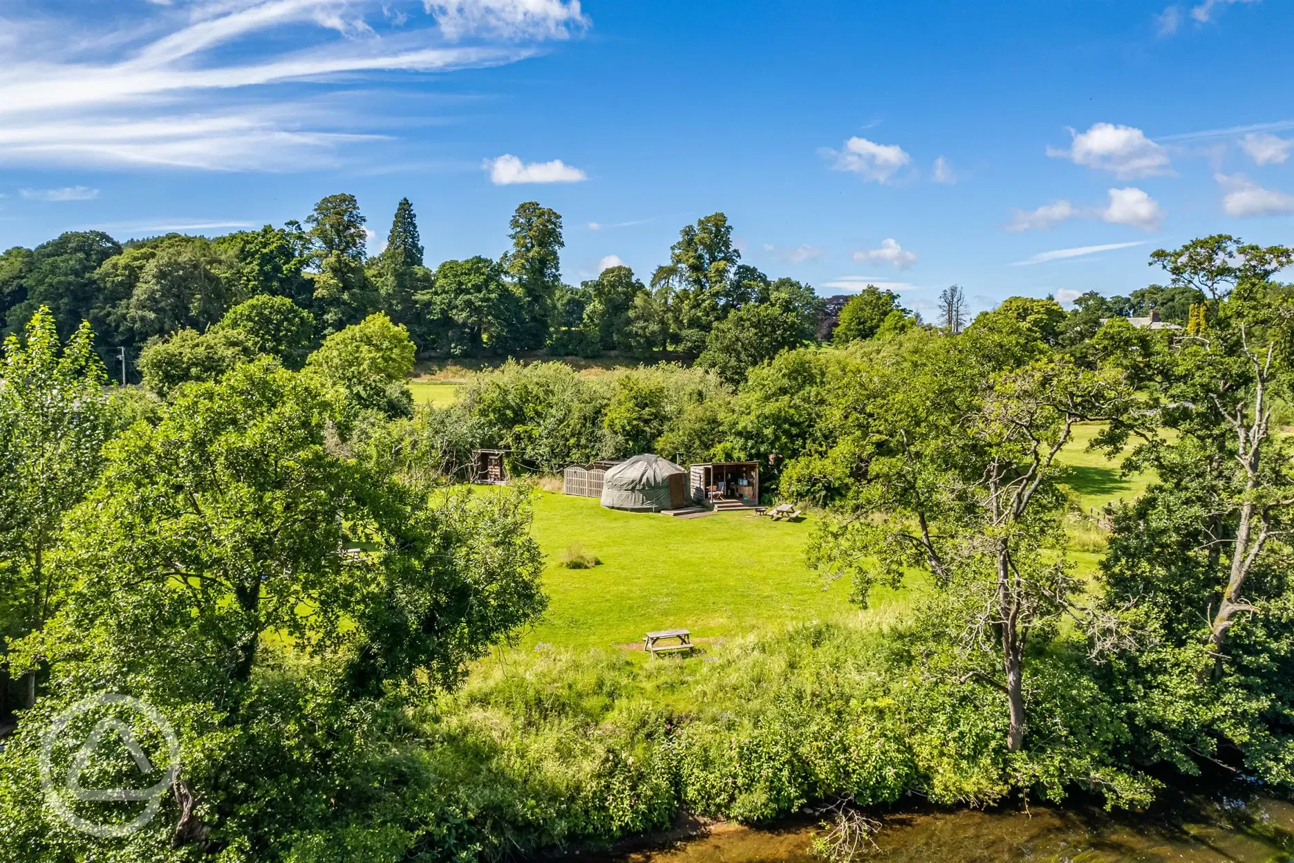 Croglin yurt with views across the River Eden