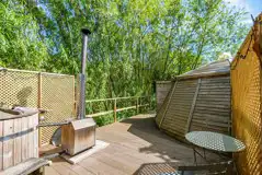 Wooden cabin wood-fired hot tub