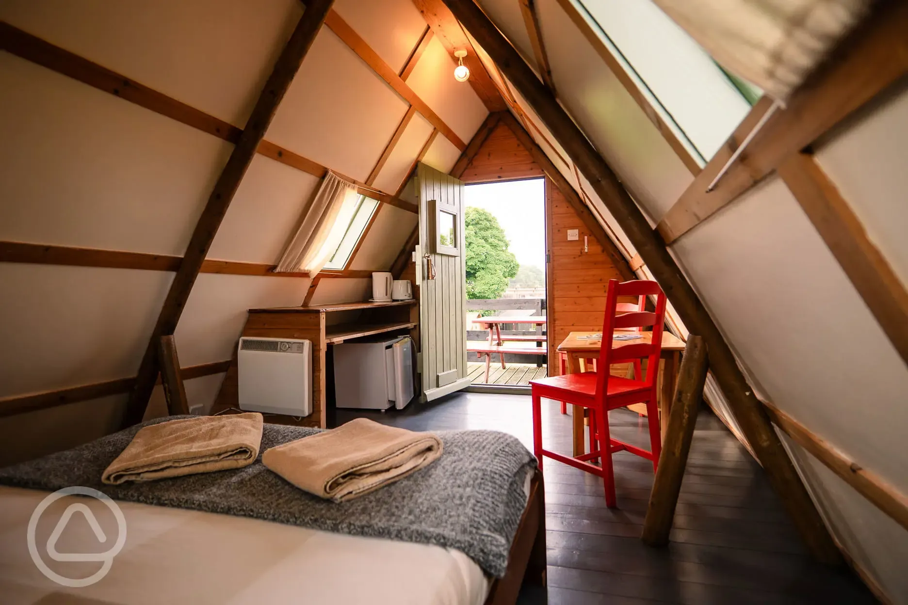 Original couple camping pod interior