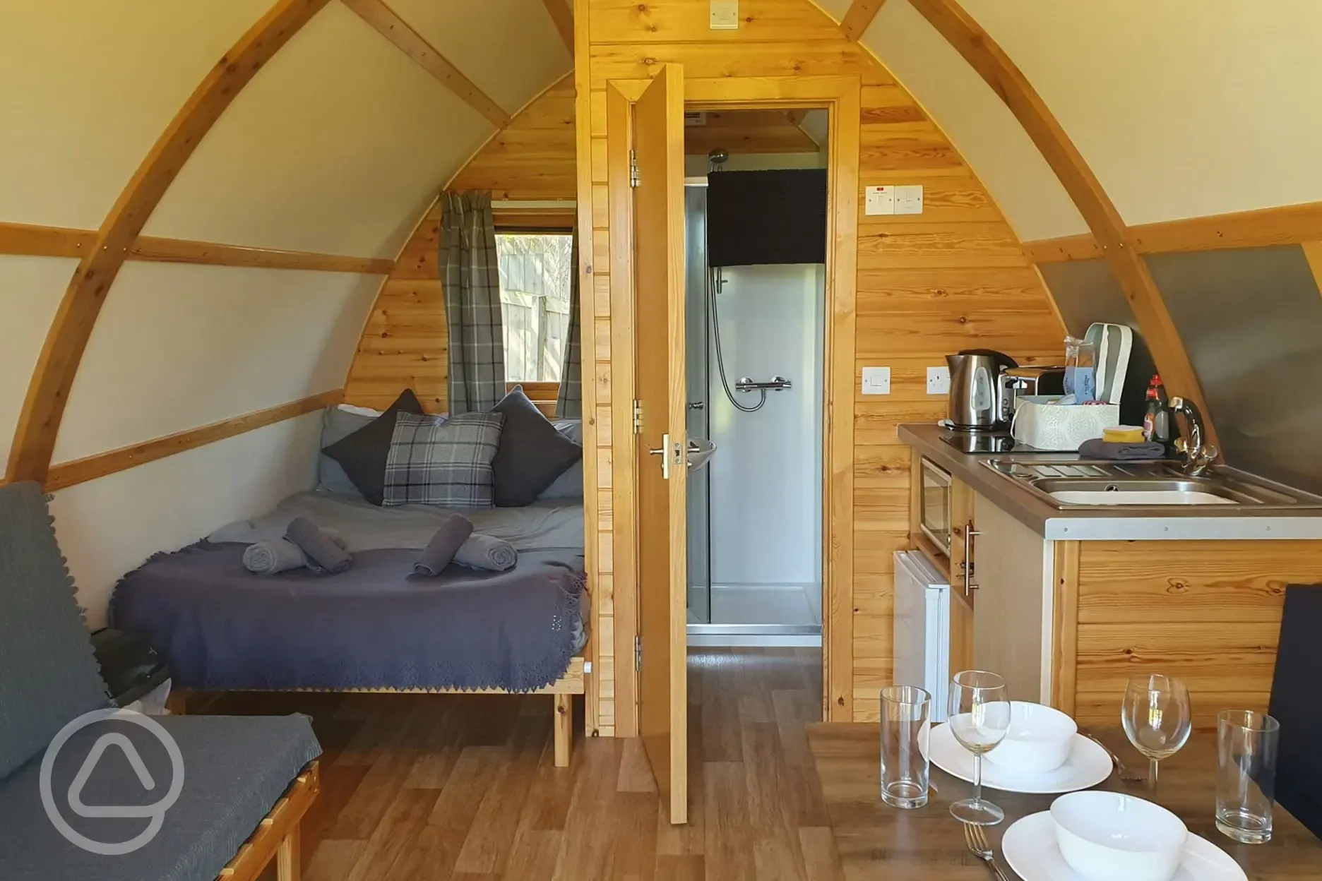 Barnside Wigwam glamping pod interior