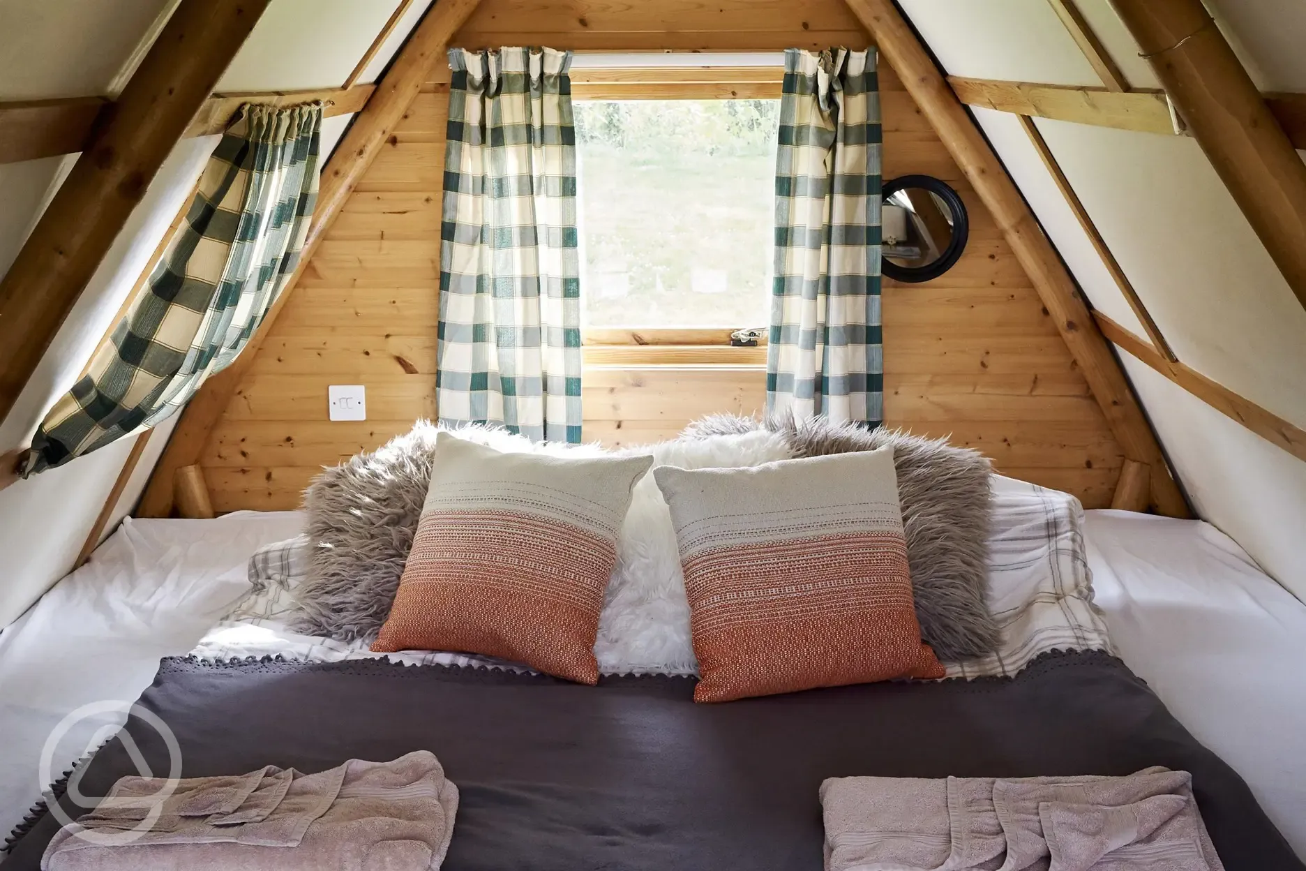 Original couple camping pod interior