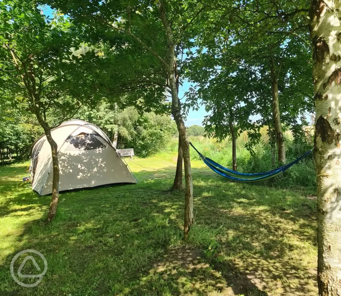 Non electric grass pitches for tents and small campervans (9m x 9m)