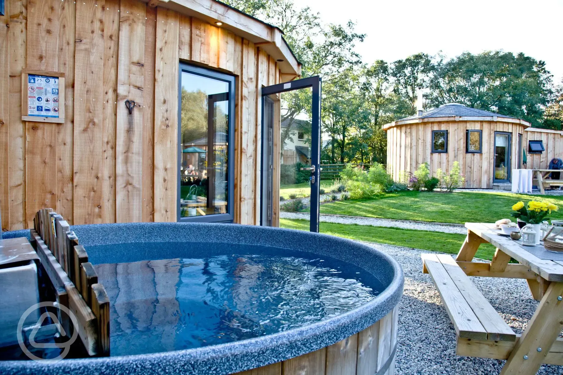 Pet Free Roundhouses hot tub