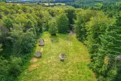 Aerial of the woodland meadow