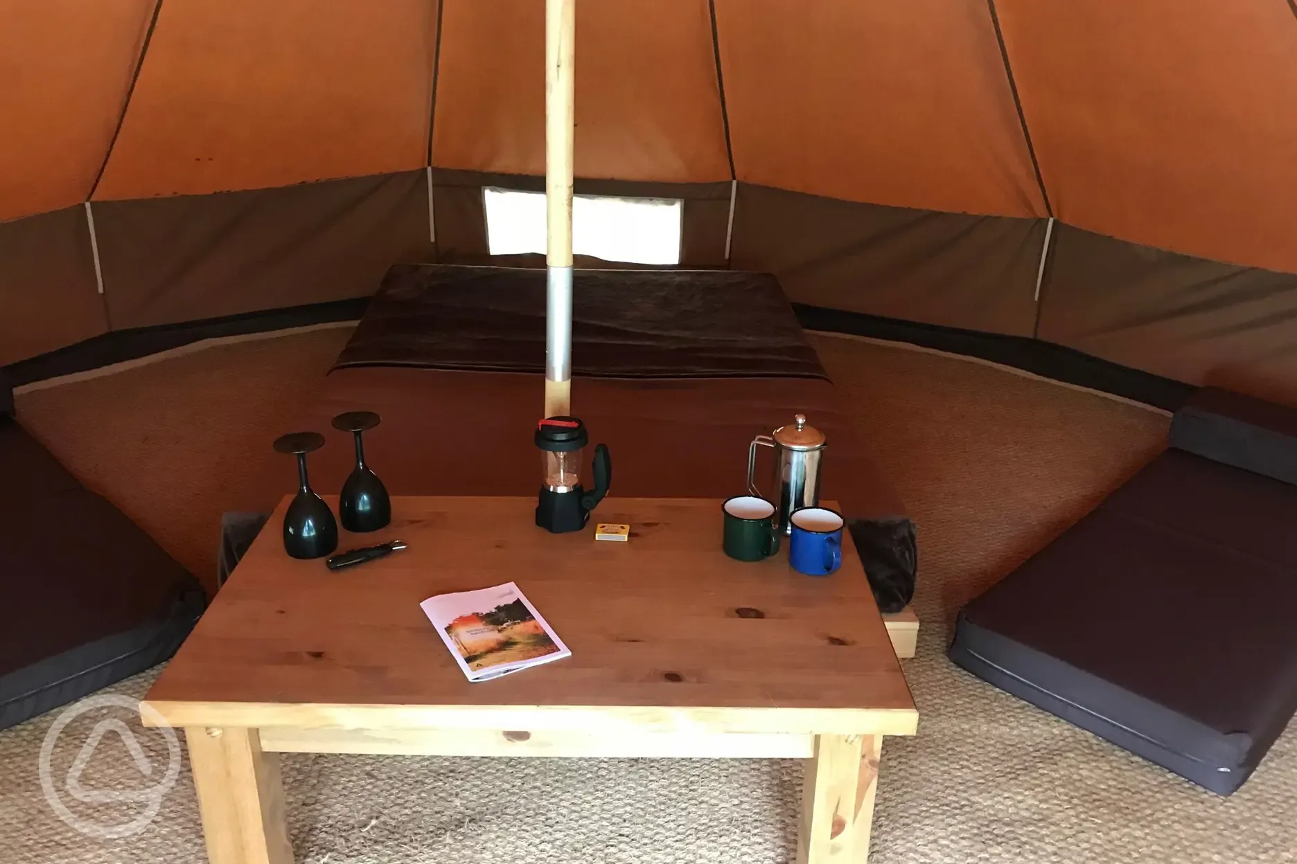 Wild glamping bell tent interior