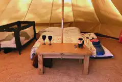 Wild glamping bell tent interior