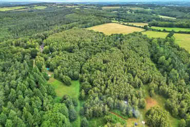 Aerial of the campsite and woodland