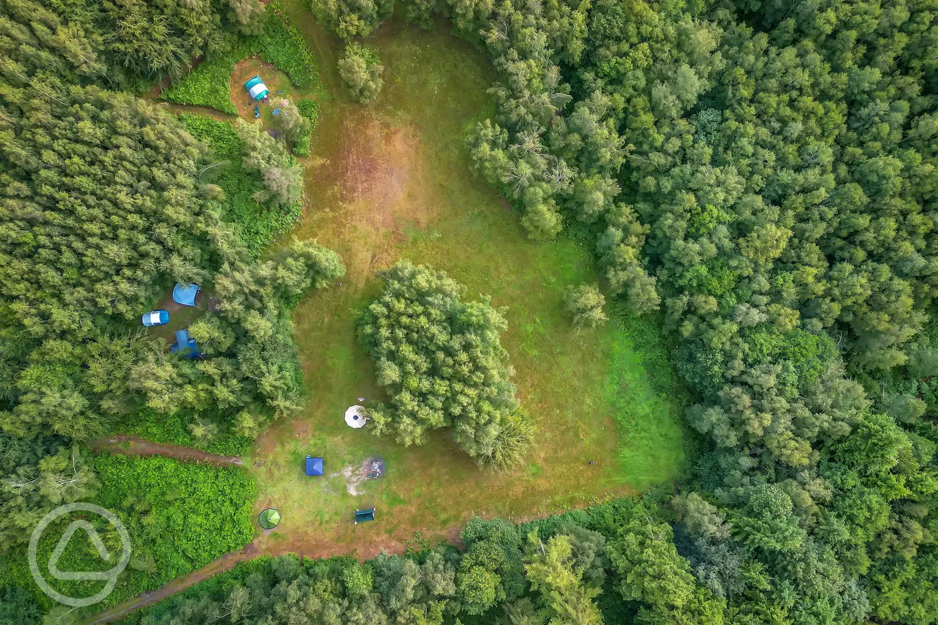 Aerial of the wild double tent pitches