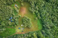 Aerial of the wild double tent pitches