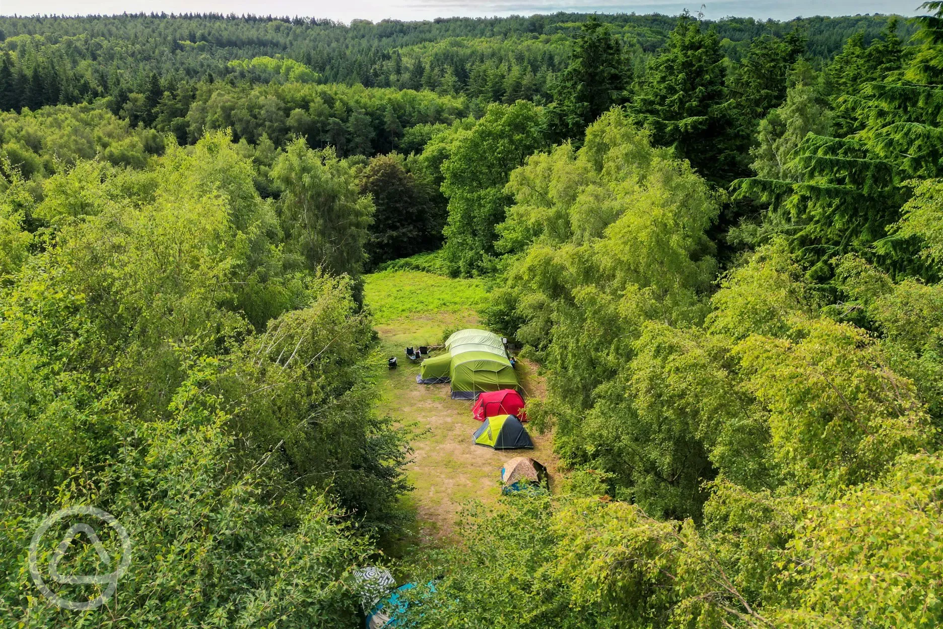 Aerial of the wild double tent pitches