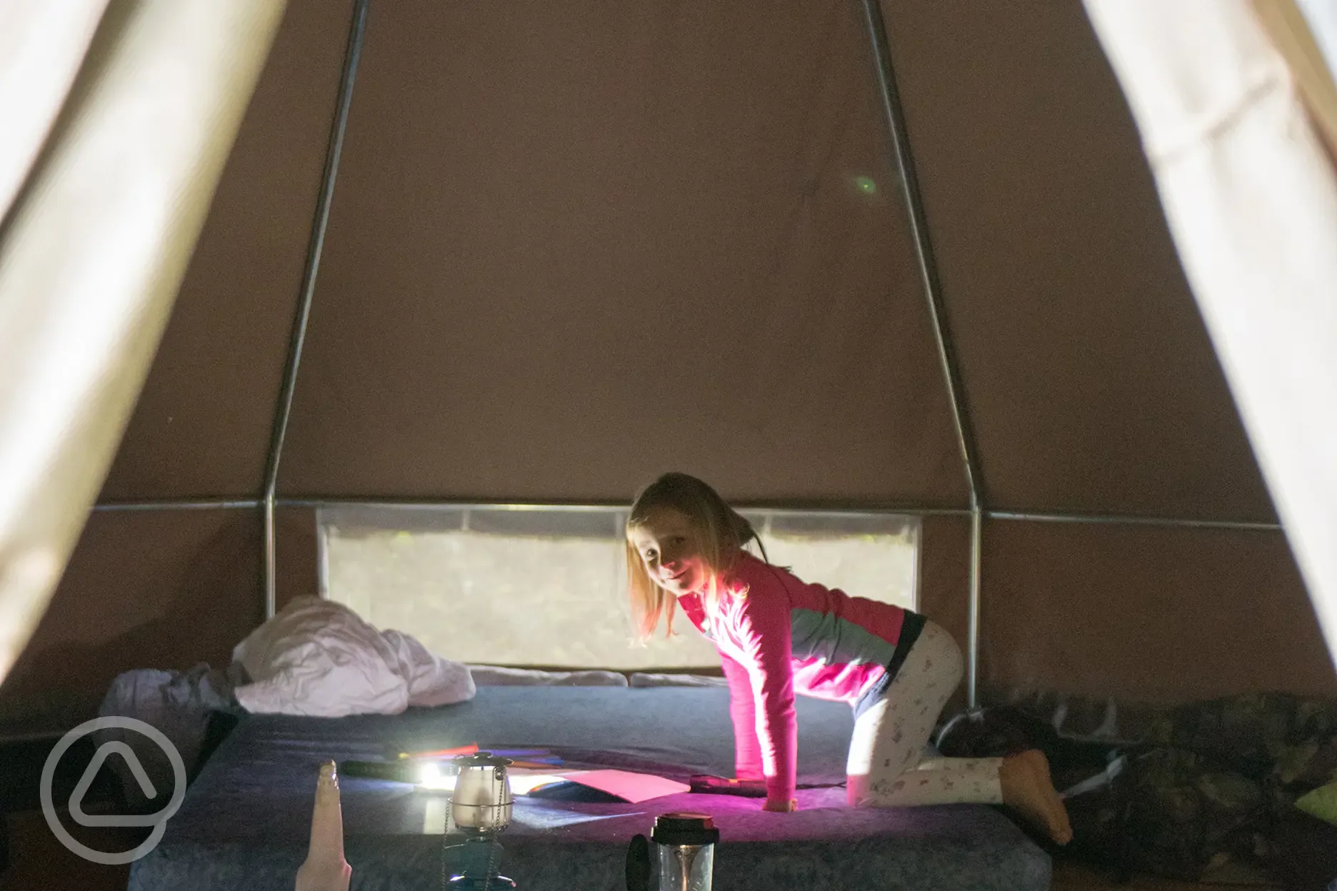 Wild glamping bell tent interior 