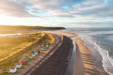 Access to Findhorn Bay with beach huts