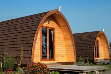 Eco glamping pods with small deck areas