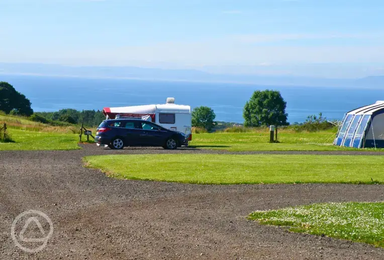 Fully serviced hardstanding pitches with sea views