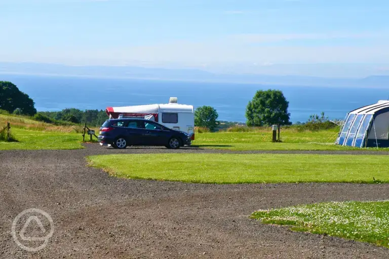 Fully serviced hardstanding pitches with sea views