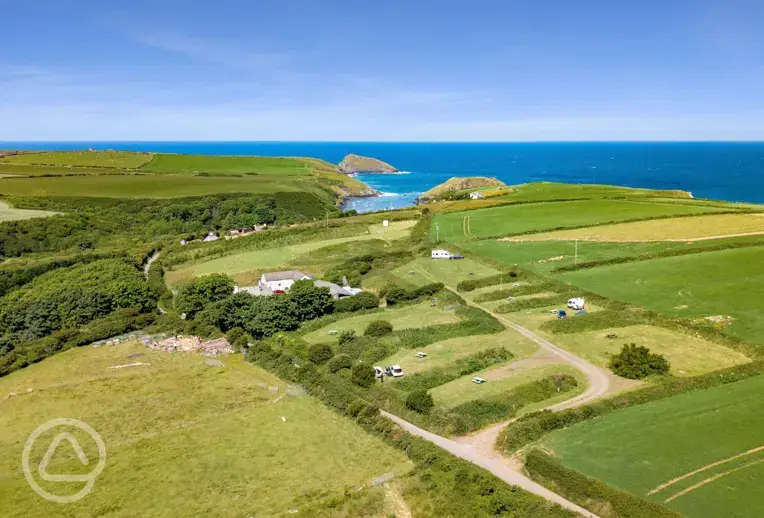 Aerial of the campsite and coast
