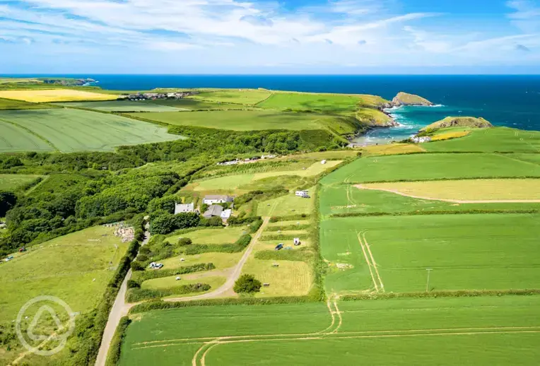 Aerial of the campsite and coast
