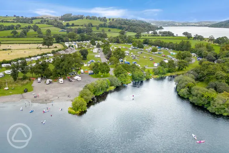 Aerial of the site and Lake Bala