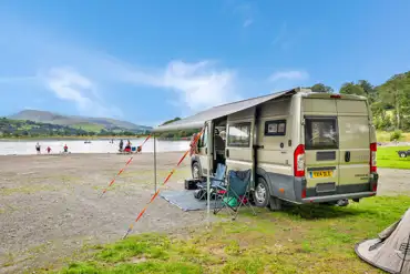 Lakeside hardstanding pitches at Glanllyn Lakeside Caravan and Camping Park 
