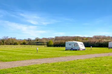 Grass pitches with an electric hook up at Weston Caravan and Campsite