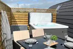 Private hot tub and seating area