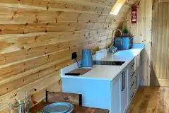 Pod kitchen with hob, kettle, toaster, microwave, air fryer, fridge and freezer Pod kitchen with hob, kettle, toaster, microwave, air fryer, fridge and freezer