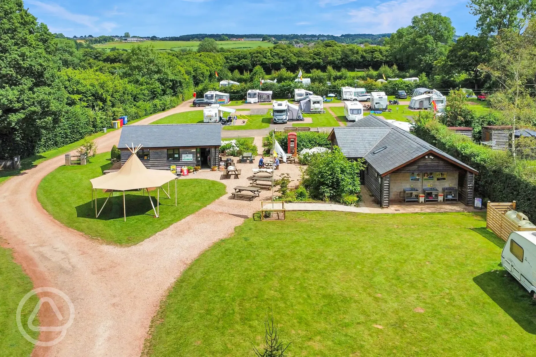 Aerial view of the campsite